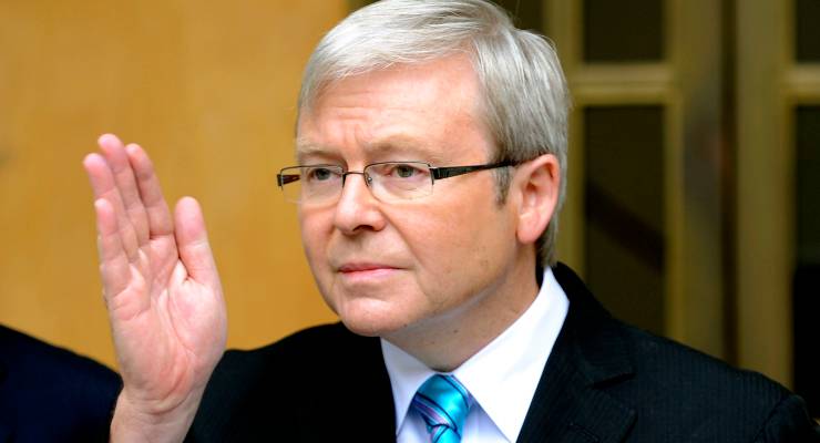 Then prime minister Kevin Rudd in 2009 (Image: AAP/Alan Porritt)