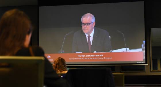 Scott Morrison at the robodebt royal commission in 2022 (Image: AAP/Jono Searle)
