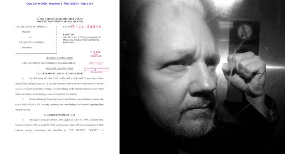 Filed US court documents and WikiLeaks founder Julian Assange (Image: AAP/Matt Dunham)