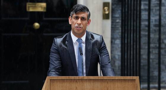 Prime Minister Rishi Sunak announcing the general election, May 23, 2024 (Image: AAP/Lucy North/PA Wire)