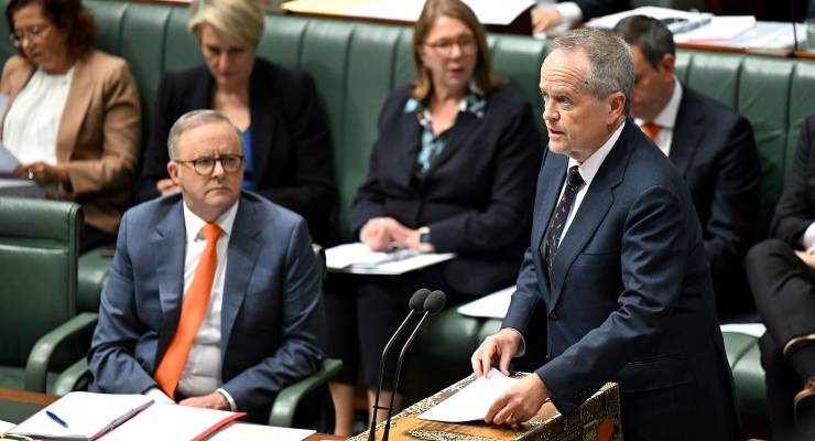 Anthony Albanese and NDIS Minister Bill Shorten (Image: AAP/Lukas Coch)