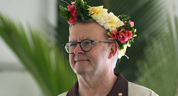 Anthony Albanese at the Pacific Islands Forum in Tonga (Image: AAP/Lukas Coch)