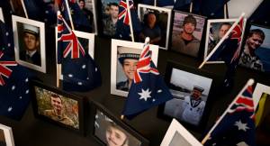 Portraits of ADF personnel who lost their lives to suicide (Image: AAP/Bianca De Marchi)