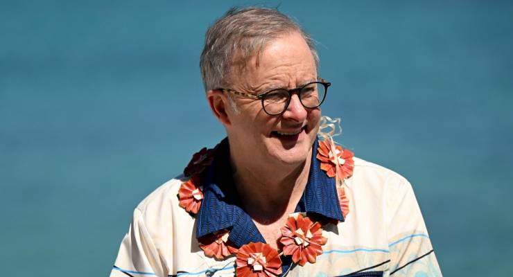 Anthony Albanese at the 53rd Pacific Islands Forum (Image: AAP/Lukas Coch)