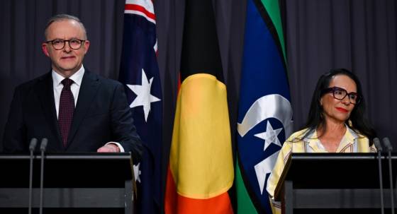 Anthony Albanese and Minister for Indigenous Australians Linda Burney (Image: AAP/Lukas Coch)