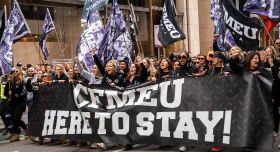 CFMEU members on strike (Image: SIPA USA/Gemma Hubeek)