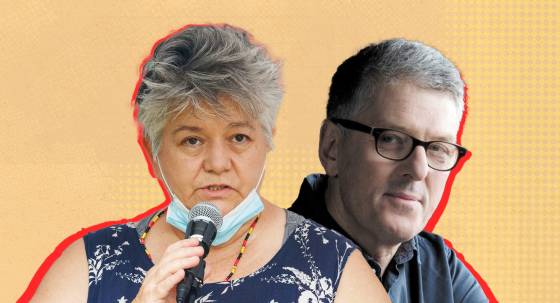 Author Melissa Lucashenko and the ABC's new host of Late NIght Live, David Marr (Images: Private Media/AAP)