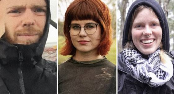 Climate protesters Max O’Donnell Curmi, Matilda Lane-Rose and Laura Davy (Images: Facebook/Supplied)