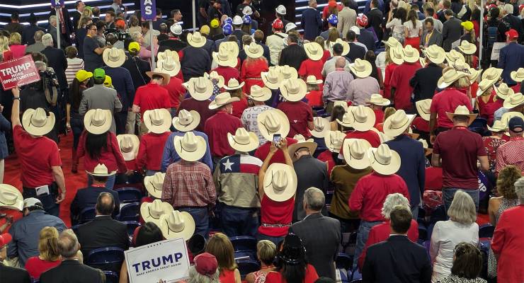 A sea of cowboy hats at the Republican National Convention (Image: Tom Doig/Supplied)