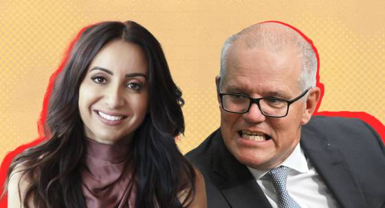Journalist Antoinette Lattouf and former prime minister Scott Morrison (Images: AAP/Supplied)
