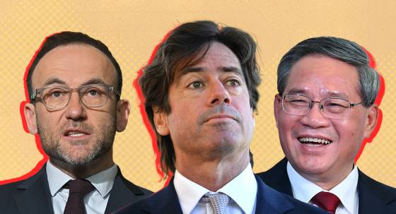 Adam Bandt, Gil McLachlan and Li Qiang (Image: AAP/Private Media)
