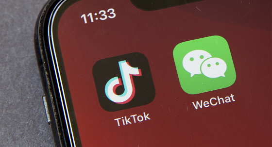 An iPhone showing the apps TikTok and WeChat (Image: AAP/Mark Schiefelbein)