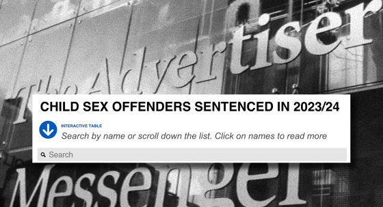 The Adelaide Advertiser office and its child sexual offender list (Images: Adelaide Advertise/Private Media)