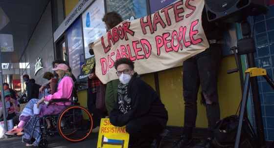 Proteters outside NDIS Minister Bill Shorten's office (Image: Patrick Marlborough)