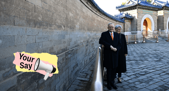 PM Anthony Albanese and Foreign Affairs Minister Penny Wong in Beijing (Image: AAP/Lukas Coch/Private Media)