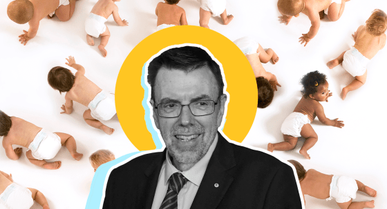 The Australian's foreign editor Greg Sheridan, and some babies (Images: AAP/Adobe/Private Media)